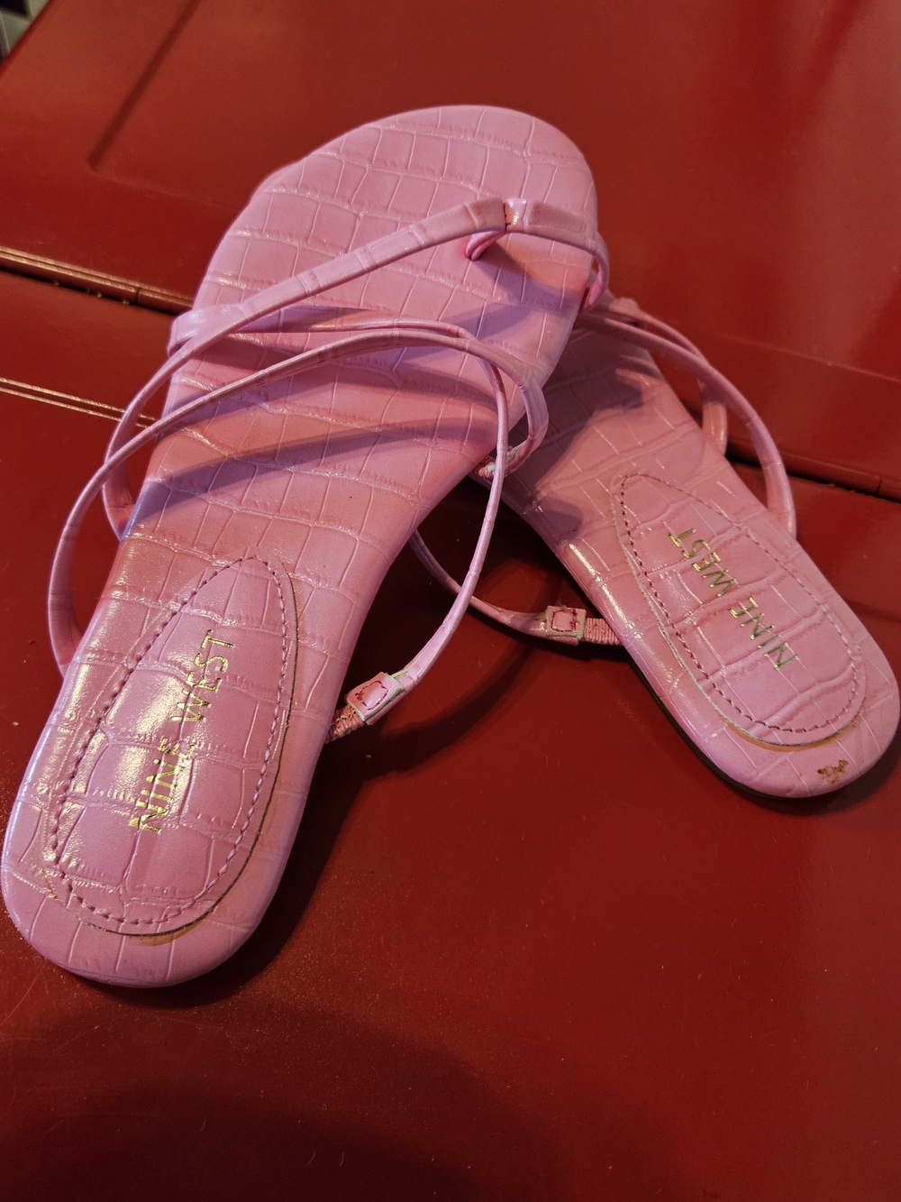 Nine West Bubblegum Pink Strappy Slide Sandals